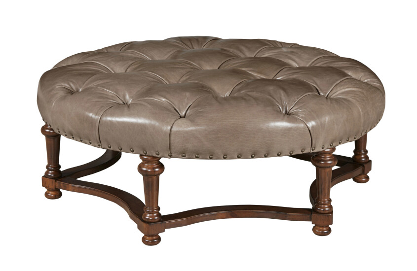 FULLERTON ROUND OTTOMAN - LEATHER 200